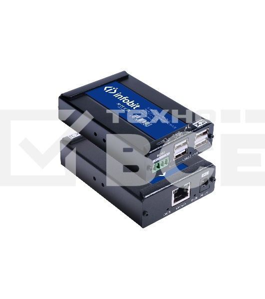 Удлинитель USB Infobit [iTrans USB2-TR80], до 80 м, с блоком питания 12В 1А 12Вт. Поддерживает RS232.