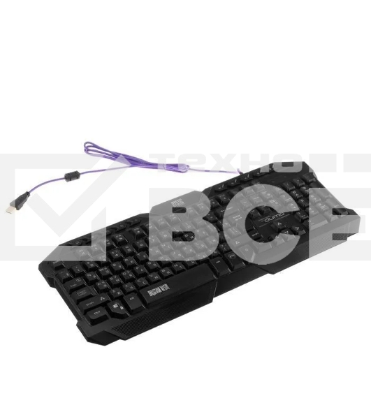 Игровой набор Qumo Mystic K58/M76, кл-ра проводная 104 + 10 клавиш мультимедиа, встроенные подсветки общая + кнопок 3 цвета, мышь проводная, оптическая, 1200/1600/2400/3200 dpi с подсветкой, коврик