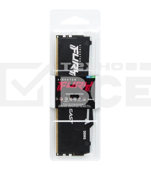 Оперативная память Kingston Fury Beast, DDR5, 16GB (1x16GB), 6800MHz, CL34, с радиатором, RGB, чёрный