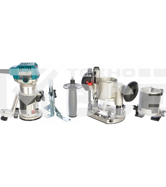 Фрезеры Makita RT0700CX2 Фрезер кромочный,{710Вт,10000-30000об\м,цанга-6-8мм,1.8кг,сум,прям направляющая,погруж и накл подошвы}