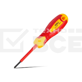Диэлектрическая крестовая отвертка Deli DL513060 PH0х60мм  сталь Cr-V, сертификат VDE для работ под напряжением до 1000 В