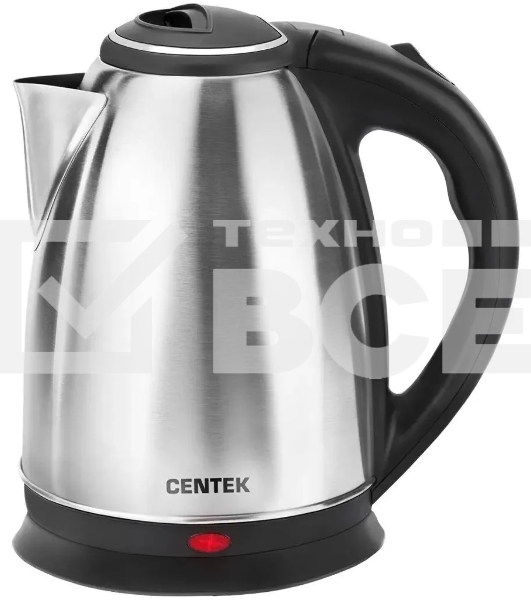 Чайник электрический Centek CT-0035 матовый, металл, 1,5 л, 2000 W, хромированная вставка на крышке