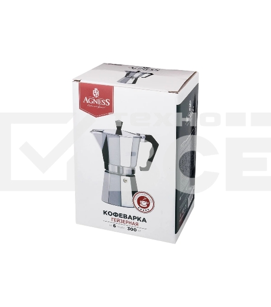 Кофеварка гейзерная AGNESS 944-004 МОНБЛАН на 6 чашек 300 мл