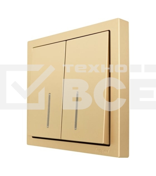 Выключатель LEZARD 704-3688-112QC 2-кл. с индик. СП ZIMA IP20 10А безвинт. зажим, зол.