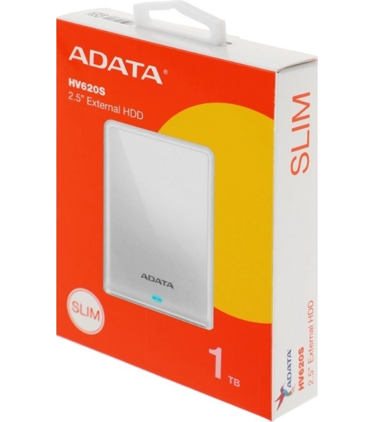 Внешний HDD 2.5' ADATA HV620S, 1TB, USB 3.2 Gen 1 Type-A, 5400 rpm, белый