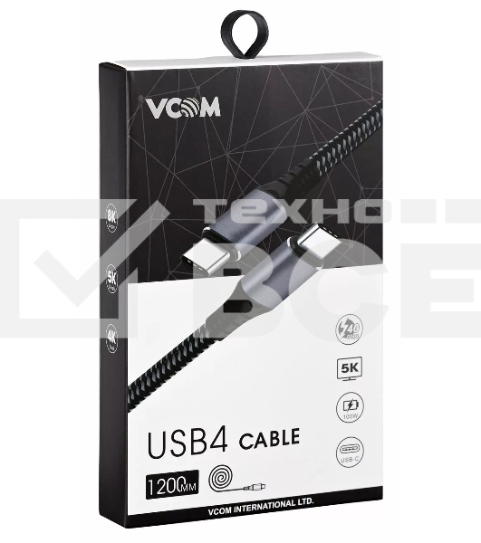 Кабель Thuderbolt4/ USB4 Type C, 5K@60Hz, 40GBps, PD 100W, 5A, VCOM, 1.2м <CU540M-1.2M>
