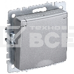 Розетка 1-местная IEK BRITE РСбш10-3-БрА (BR-R16-16-K47) с заземлением, с защитными шторками и крышкой, 16А IP20, алюминий, фото 1