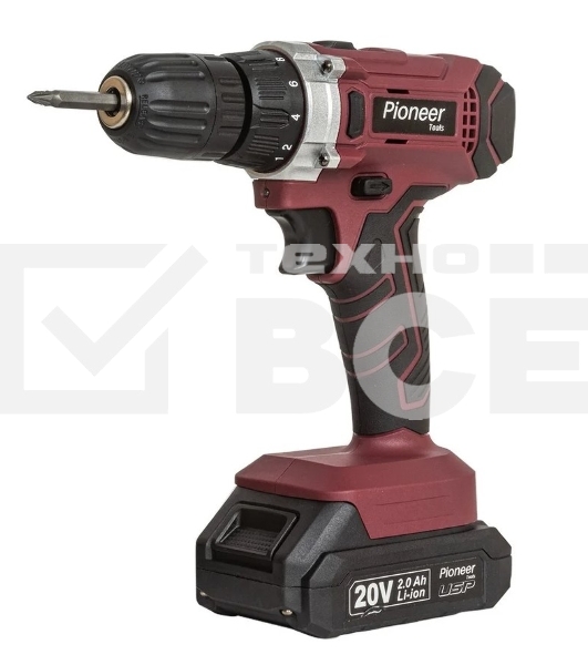 Дрель-шуруповерт Pioneer CD-M2012C USP, Аккумуляторная, 20В, 2 АКБ, Кейс