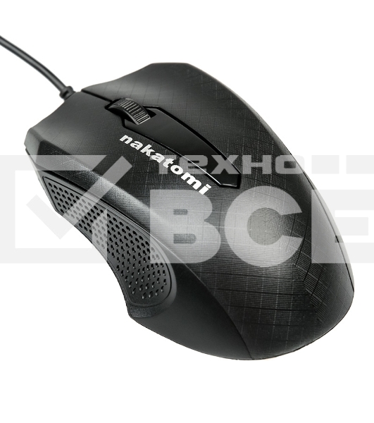 Мышь проводная Nakatomi MON-07U черный, 800 dpi, USB, кнопки - 3