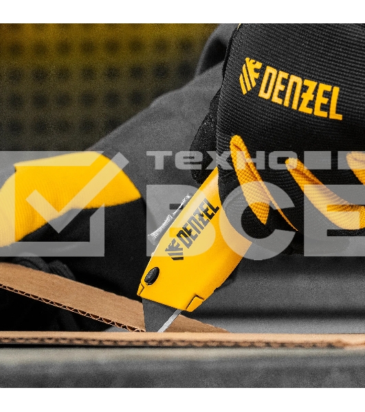 Нож строительный Denzel 19 мм, сменное трапециевидное лезвие, SK4, алюминиевый корпус, торцевой зажим