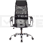 Кресло руководителя Бюрократ CH-607BS черный, сетка/ткань, крестов. металл хром, фото6