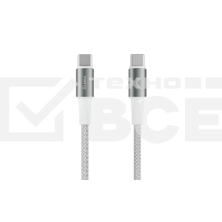 Кабель OLMIO MASTER, Type-C - Type-C, 60W 3A, 1.2м, тканевая оплетка, белый