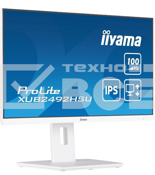 Монитор 23.8' Iiyama ProLite XUB2492HSU-W6 IPS 1920x1080, 100 Гц, 0.4 мс, 16:9, 250 кд/м², 1xHDMI, 1xDP, 4xUSB, 1x3.5 мм, 2x2 Вт, белый
