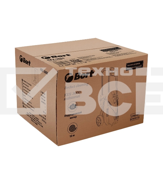 Мойка высокого давления Bort KEX-3000 91276308 3000 Вт, максимальное давление 160 бар, рабочее давление 130 бар, 7,5 л/мин, 7.3 кг, набор аксессуаров 3 шт