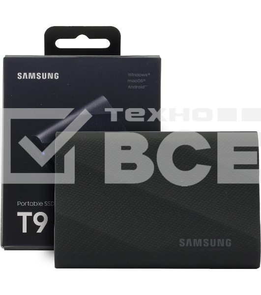 Внешний SSD Samsung T9, 4TB, USB 3.2 Gen 2x2 Type-C, R/W 2000/2000, черный