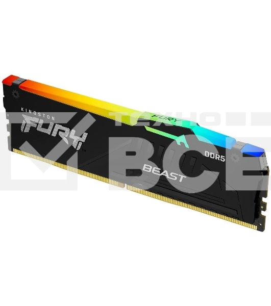 Оперативная память Kingston Fury Beast, DDR5, 16GB (1x16GB), 6800MHz, CL34, с радиатором, RGB, чёрный