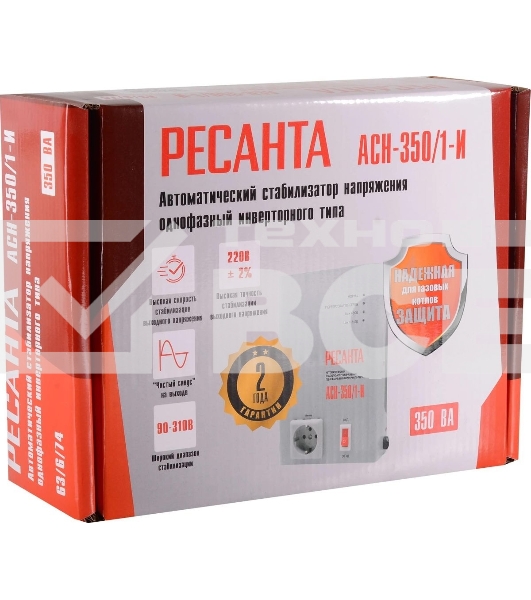 Стабилизатор напряжения Ресанта АСН-350/1-И 0.35кВА однофазный белый (63/6/74)