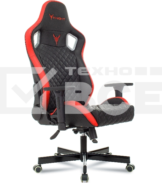 Кресло игровое Knight OUTRIDER черный/красный ромбик эко.кожа с подголов. крестовина металл