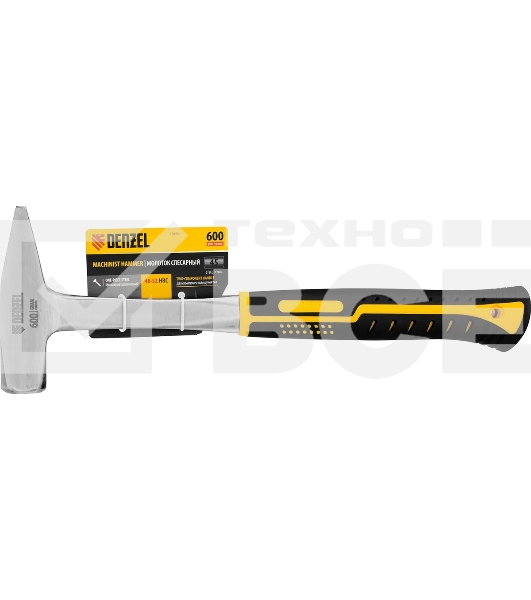 Молоток слесарный Denzel 600 г цельнометаллический, двухкомпонентная рукоятка