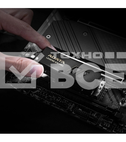 Накопитель SSD ADATA Legend 970 Pro, 1000 Гб, M.2 2280, PCIe 5.0 x4, NVMe 2.0, 3D TLC, R/W 13000/5800 МБ/сек, радиатор с вентилятором