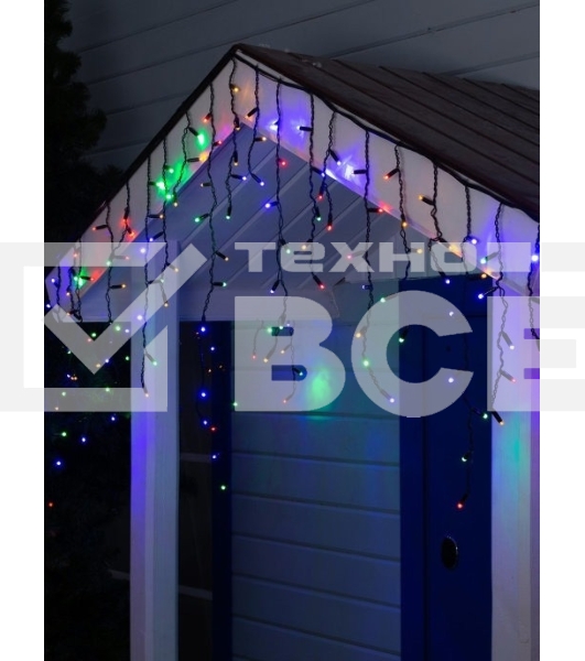 Гирлянда светод. уличная Funray Бахрома SIC-120M,3.0x0.7м,120 ламп,мульти,IP60,черн.шн.1.5м,СОЕД,