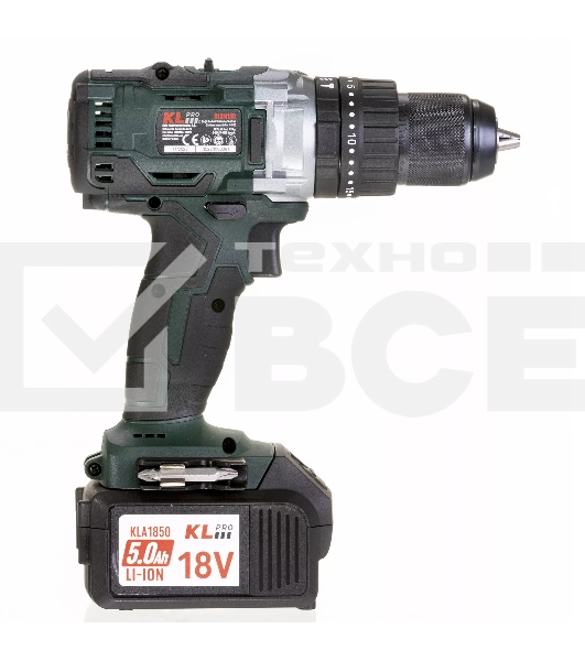 Профессиональный ударный бесщеточный шуруповерт Klpro KLDM18B-50 (18В, Li-ion-2шт, 5.0А·ч, 60Нм, ручка, З/У-4А,в кейсе)