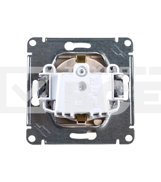 Механизм розетки 1-м СП AtlasDesign 16А IP20 с заземл. защ. шторки с крышкой беж.