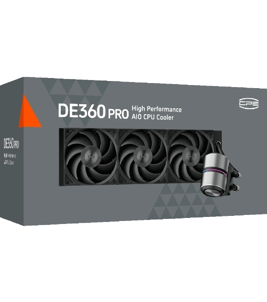 Система охлаждения Water Cooling System PCCooler DE360 Pro BK (300W, 360мм, Black, ARGB Pump, Fans: 3x120мм, 86.73CFM, 32dBA, 2200RPM/Pump height 57мм, 28dBA, 3200RPM, Rad thickness 27мм/S: 1851, 1700, 1200, 115X, AM5, AM4, AM3)