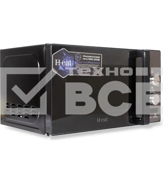Микроволновая печь Horizont H-eat MWS-2002B черный, 20 л, 700 Вт, переключатели - поворотный механизм/кнопки