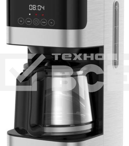 Кофеварка капельная Centek CT-1150 черный/сталь, исп. кофе - молотый, 1.5 л, 1000 Вт.