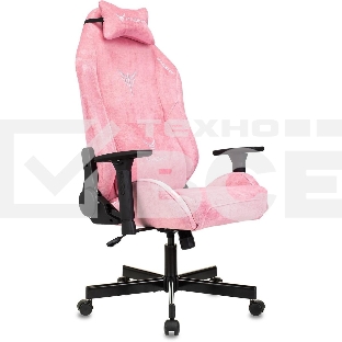 Кресло игровое Knight N1 Fabric розовый Velvet 36 с подголов. крестовина металл