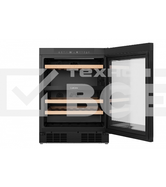 Встраиваемы е винный шкаф Gorenje WCU68F6BG4WF, объем 138 л, вместительность 46 бутылок, 4 полки, цифровой дисплей, Wi-Fi, LED освещение, защита от УФ-излучения, энергоэффективность А+, черный