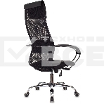 Кресло руководителя Бюрократ CH-607BS черный, сетка/ткань, крестов. металл хром, фото5