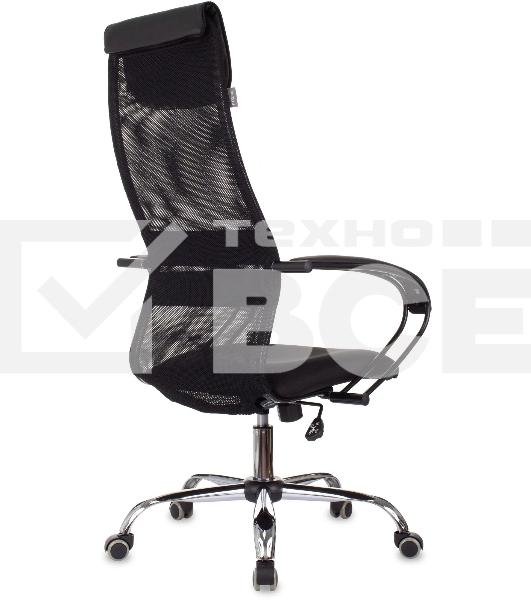 Кресло руководителя Бюрократ CH-607BS черный, сетка/ткань, крестов. металл хром