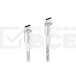 Кабель OLMIO MASTER, Type-C - Type-C, 60W 3A, 1.2м, тканевая оплетка, белый, фото2