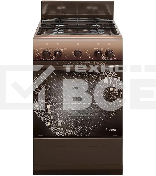 Плита газовая Gefest ПГ 5100 0018 коричневый, конфорок 4 шт, духовка 52 л, 50 см x 85 см x 58.5 см