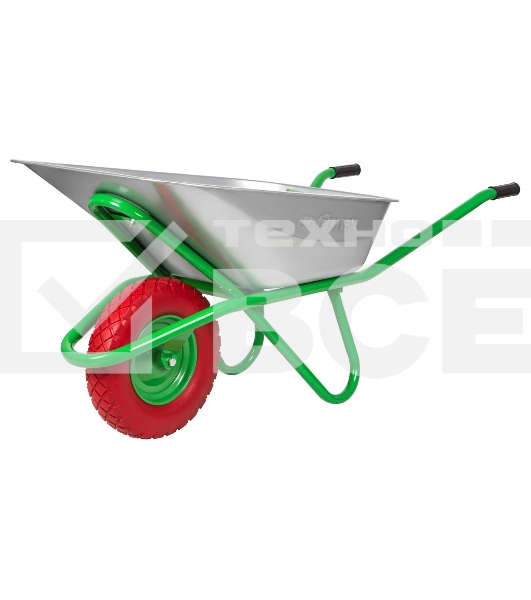 Тачка садово-строительная Сибртех с PU колесом, грузоподъемность 180 кг, объем 90 л