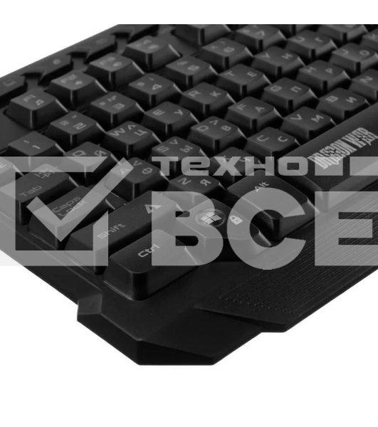 Игровой набор Qumo Mystic K58/M76, кл-ра проводная 104 + 10 клавиш мультимедиа, встроенные подсветки общая + кнопок 3 цвета, мышь проводная, оптическая, 1200/1600/2400/3200 dpi с подсветкой, коврик