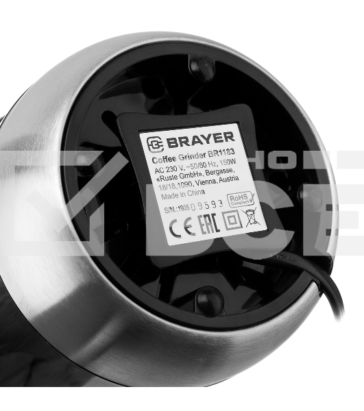 Кофемолка BRAYER BR1183, Емкость 50 г.,Мощн. 150 Вт, Пластиковый корпус, Чаша из нерж.стали