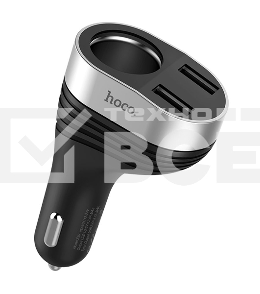 Автомобильная зарядка HOCO Z29 Regal, 2xUSB + прикуриватель, 3.1A, 96W, черный