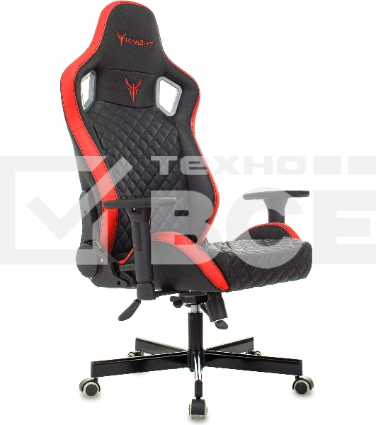 Кресло игровое Knight OUTRIDER черный/красный ромбик эко.кожа с подголов. крестовина металл