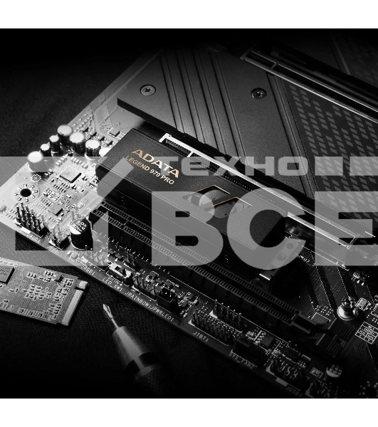 Накопитель SSD ADATA Legend 970 Pro, 1000 Гб, M.2 2280, PCIe 5.0 x4, NVMe 2.0, 3D TLC, R/W 13000/5800 МБ/сек, радиатор с вентилятором