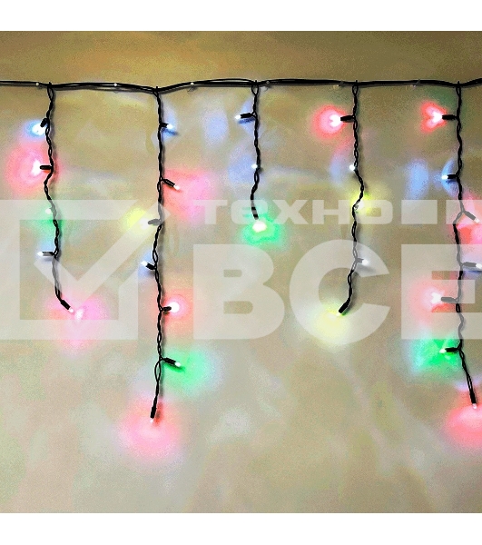 Гирлянда светод. уличная Funray Бахрома SIC-120M,3.0x0.7м,120 ламп,мульти,IP60,черн.шн.1.5м,СОЕД,