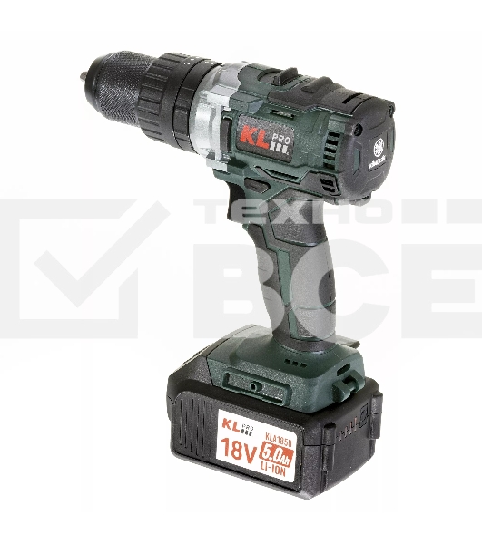Профессиональный ударный бесщеточный шуруповерт Klpro KLDM18B-50 (18В, Li-ion-2шт, 5.0А·ч, 60Нм, ручка, З/У-4А,в кейсе)