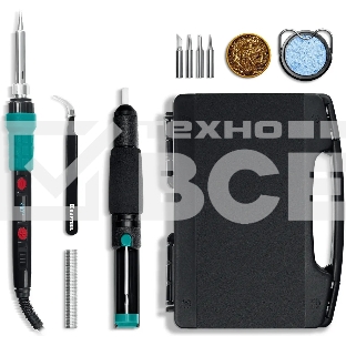 Мини-паяльная станция KRAFTOOL KS-15, 14-в-1, 90 - 480°C, 135 Вт, цифровая в кейсе (55346)