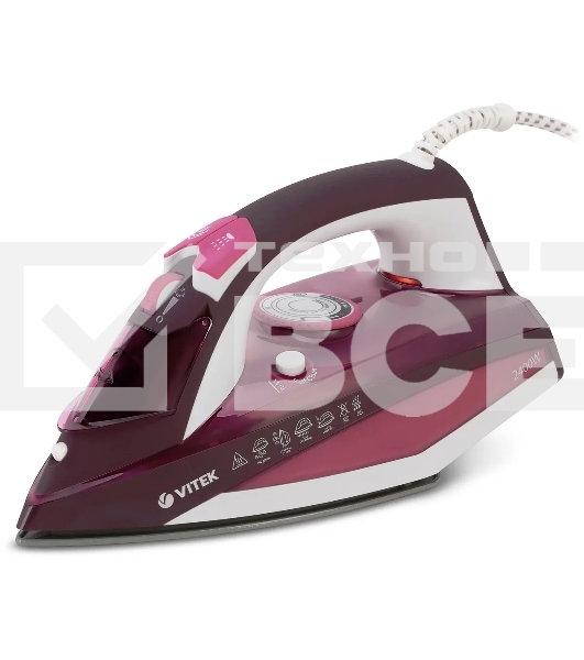 Утюг Vitek VT-1215 (PK) максимальная 2400 Вт.Подошва Ceramic Ultra Care.