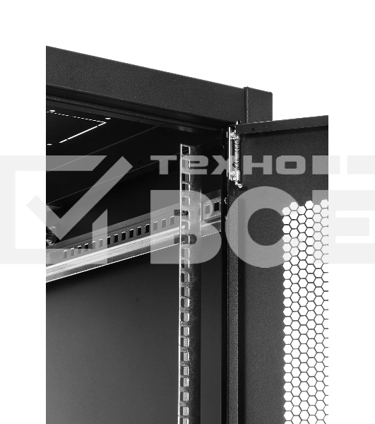 Шкаф серверный напольный ЦМО ШТК-Э, IP20, 48U, 2254х600х1000 мм (ВхШхГ), дверь: перфорация, боковая панель: сплошная, разборный, цвет: чёрный