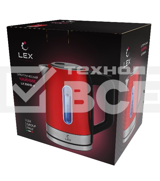 Чайник электрический LEX LX 30018-4 1.7 л, 2200 Вт, красный