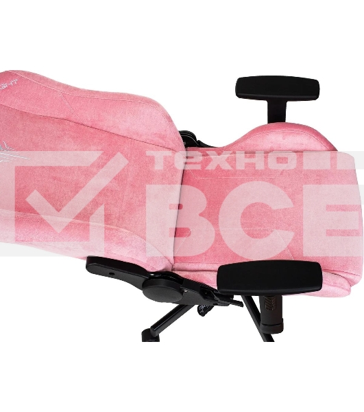 Кресло игровое Knight N1 Fabric розовый Velvet 36 с подголов. крестовина металл