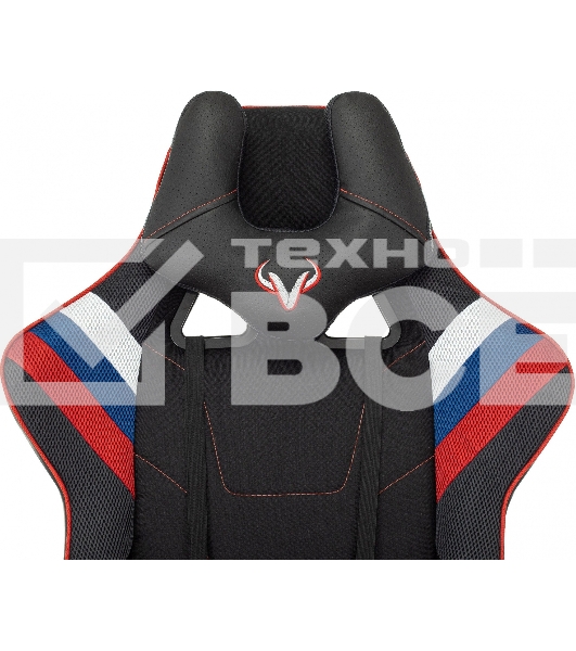 Кресло игровое Бюрократ VIKING 4 AERO RUS белый/синий/красный/черный, искусст. кожа/ткань, две подушки
